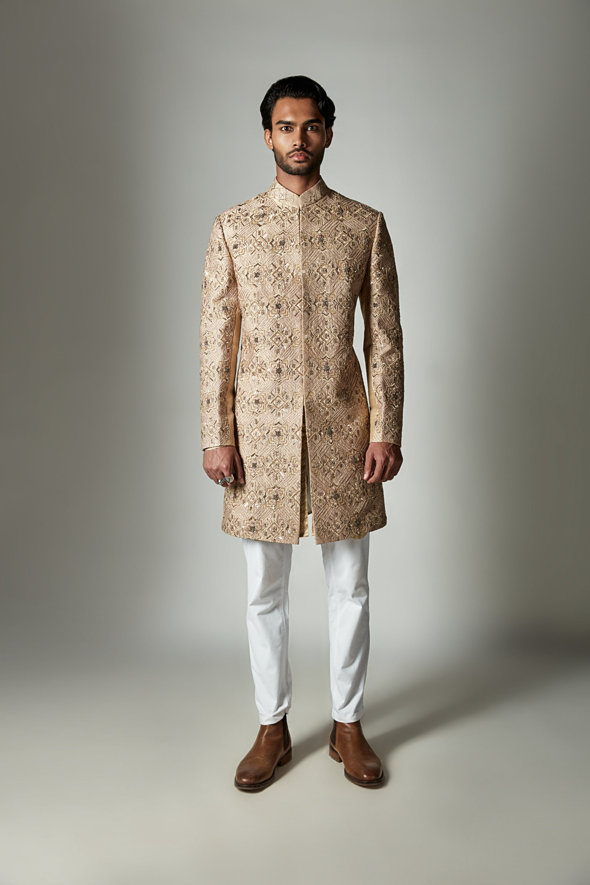 Serendipity Warm Sand Sherwani