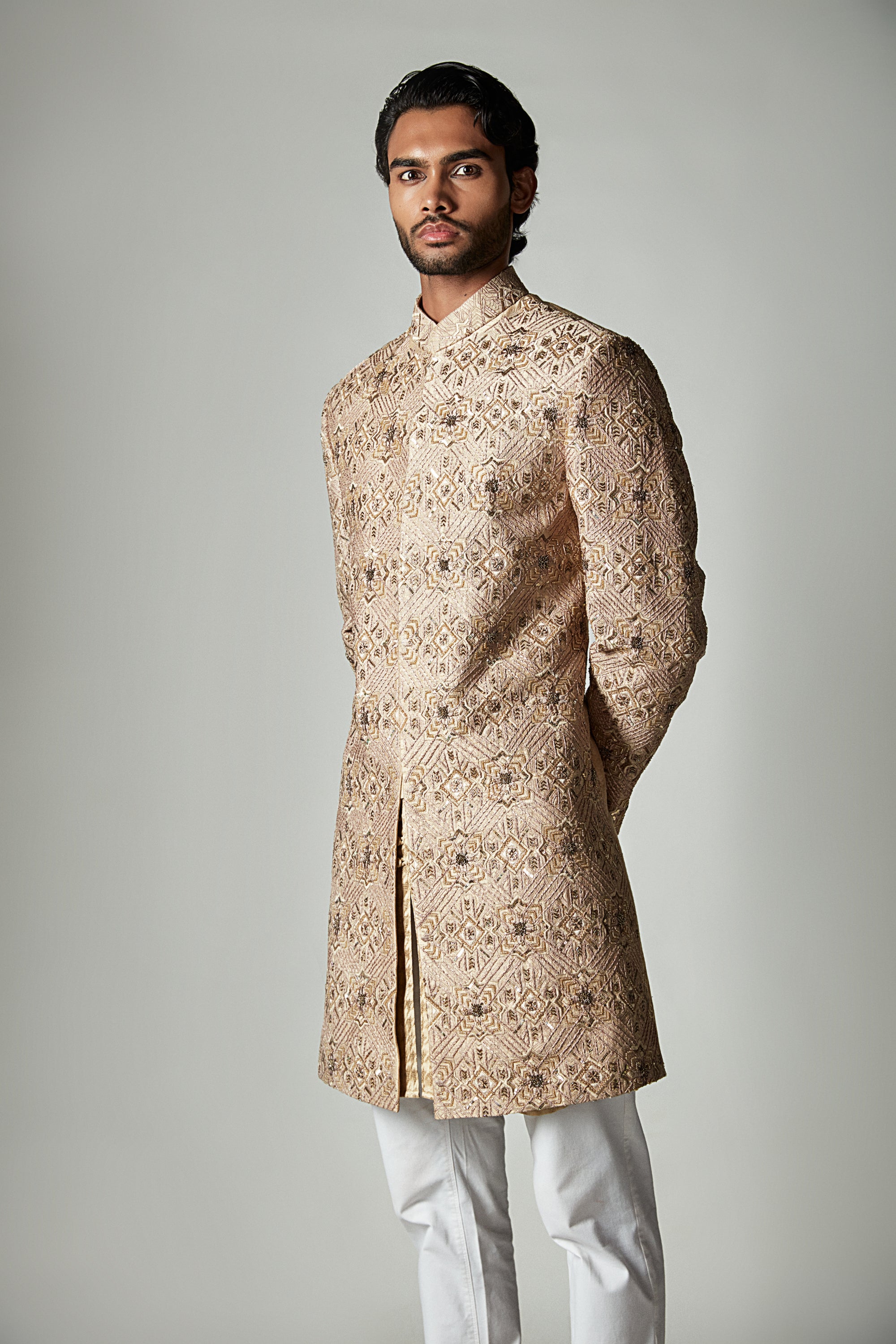 Serendipity Warm Sand Sherwani